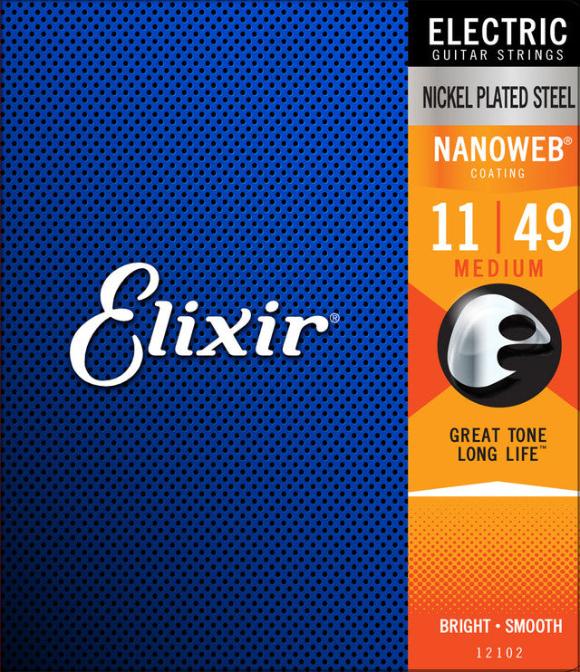 Elixir Nanoweb Coated Nickel Plated Electric Guitar Strings 12102 Medium 11-49